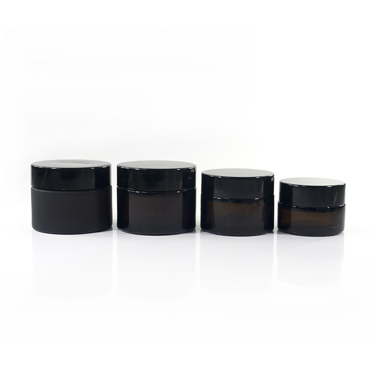 5g 10g 15g 30g 50g 100g cosmetic packaging amber glass cream jar with black Cap