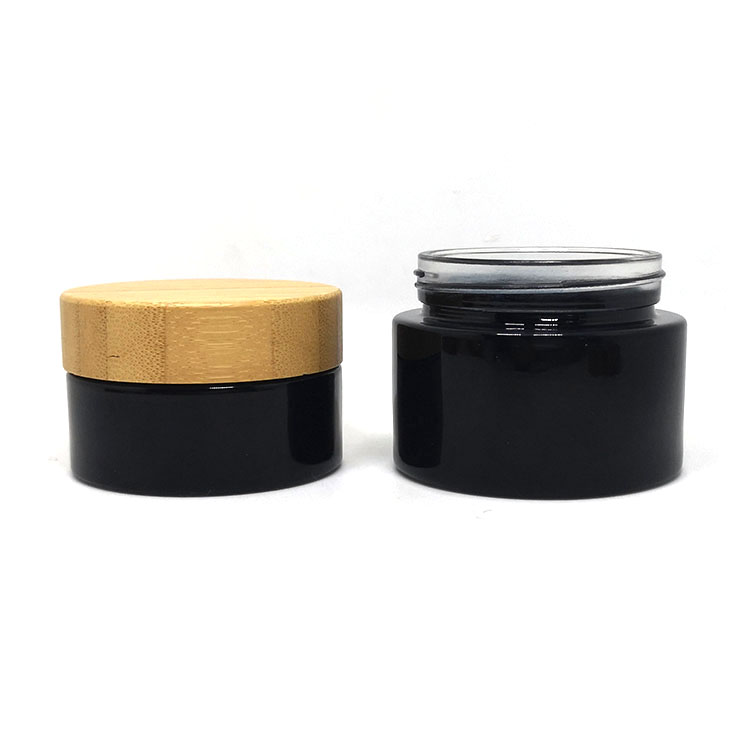 5g 10g 15g 30g 50g 100g eco friendly environmental empty bamboo lid black cosmetics glass cream jar