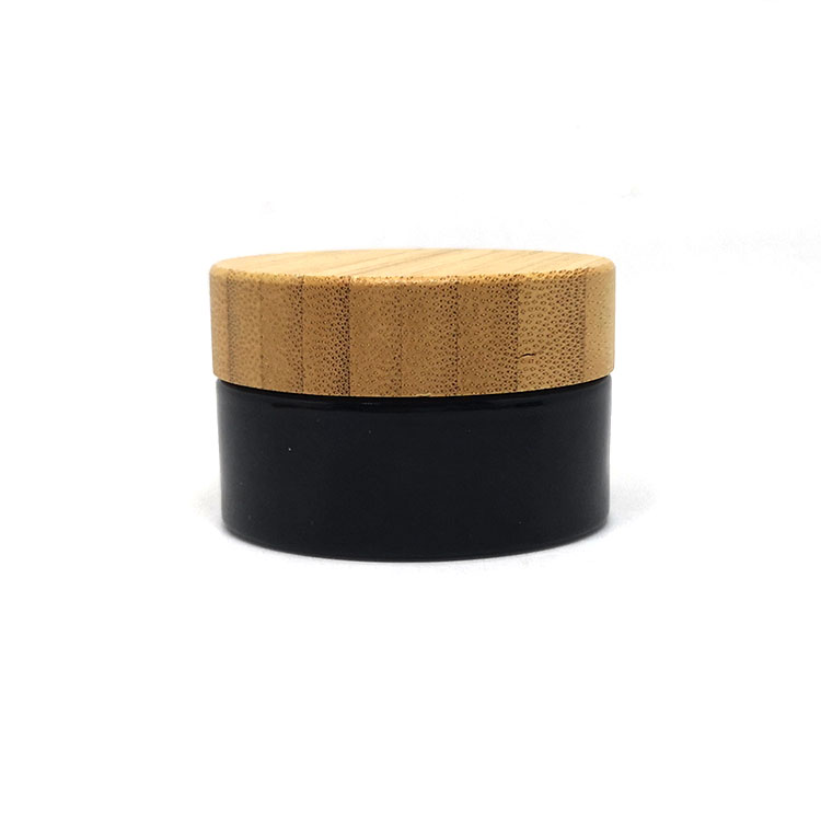 5g 10g 15g 30g 50g 100g eco friendly environmental empty bamboo lid black cosmetics glass cream jar