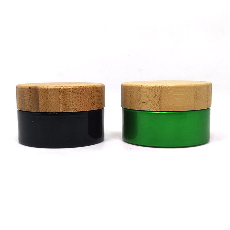 5g 10g 15g 30g 50g 100g eco friendly environmental empty bamboo lid black cosmetics glass cream jar