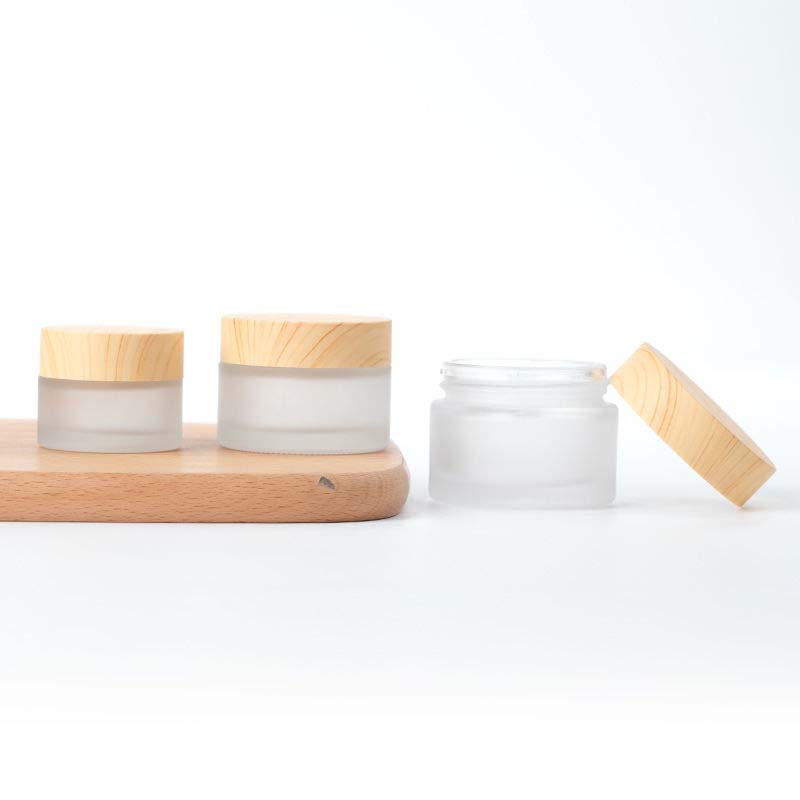 5g 10g 15g 30g 50g 100g frosted glass cosmetic jar cream container with wood grain lid for face cream lotion balm