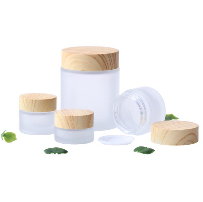 5g 10g 15g 30g 50g 100g luxury frosted glass round skincare eye cream jars bamboo cap face cream jars wholesale