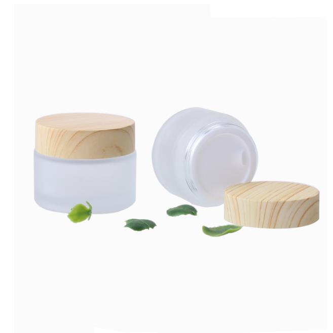 5g 10g 15g 30g 50g 100g luxury frosted glass round skincare eye cream jars bamboo cap face cream jars wholesale
