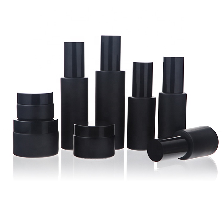 5g 10g 15g 30g 50g Black Facial Cream Cosmetic Jar Glass Skin Care Containers