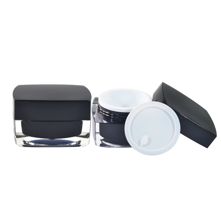 5g 10g 15g 30g 50g Black Square Acrylic Jars for Cosmetic Cream Packaging