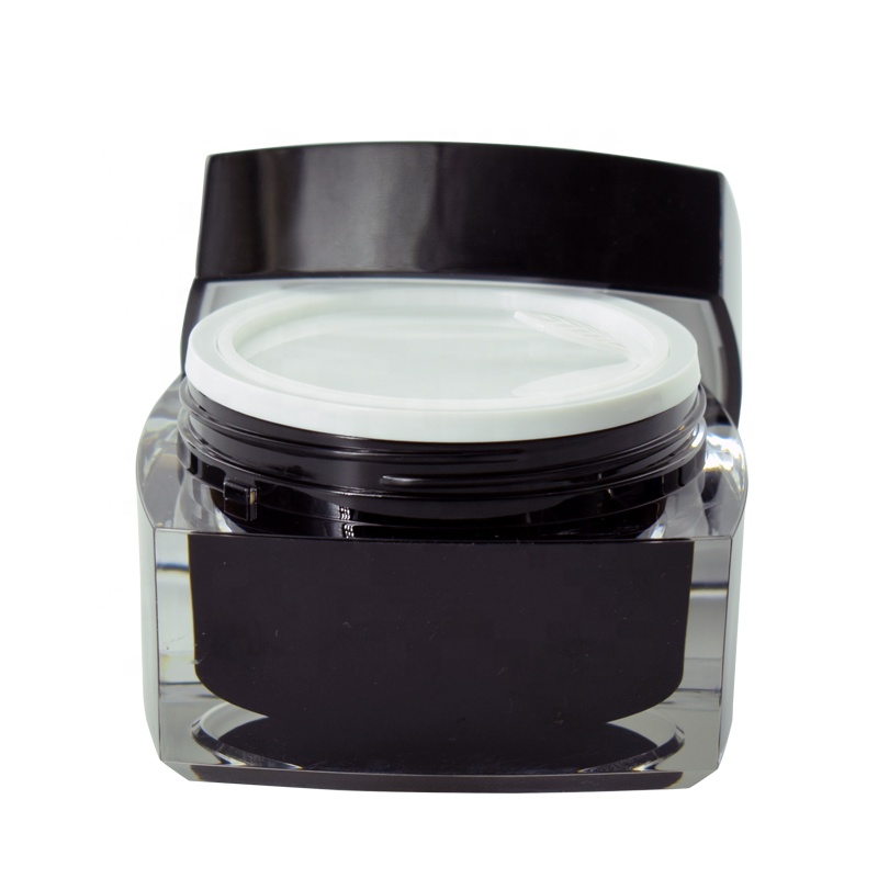 5g 10g 15g 30g 50g Black Square Acrylic Jars for Cosmetic Cream Packaging