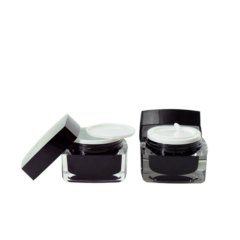 5g 10g 15g 30g 50g Black Square Acrylic Jars for Cosmetic Cream Packaging