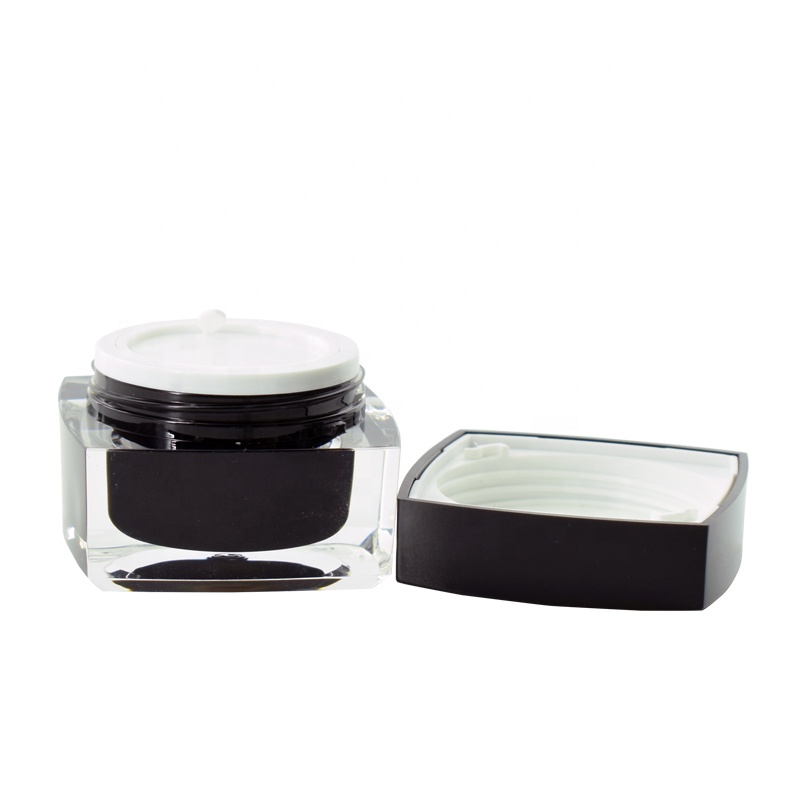 5g 10g 15g 30g 50g Black Square Acrylic Jars for Cosmetic Cream Packaging