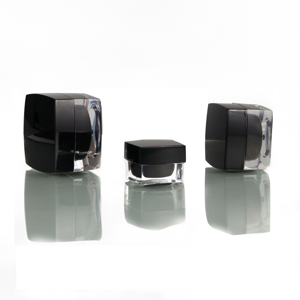 5g 10g 15g 30g 50g Cosmetic Containers Empty Black Square Acrylic Plastic Cream Jar