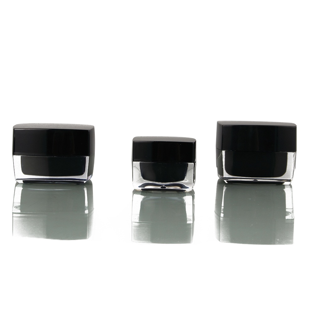 5g 10g 15g 30g 50g Cosmetic Containers Empty Black Square Acrylic Plastic Cream Jar