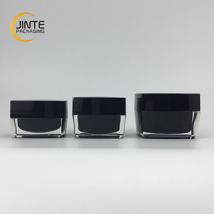 5g 10g 15g 30g 50g Empty Black Square Acrylic Plastic Cosmetic Cream Jar