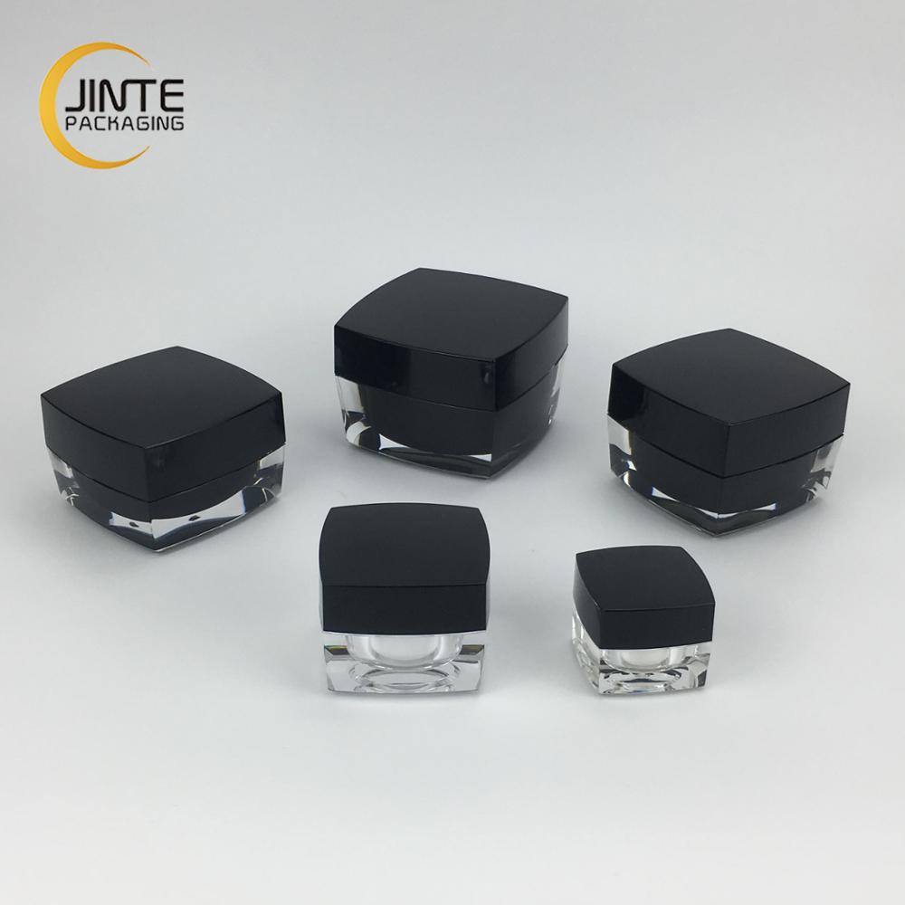 5g 10g 15g 30g 50g Empty Black Square Acrylic Plastic Cosmetic Cream Jar