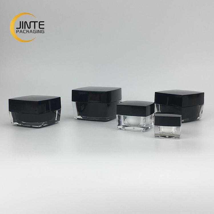 5g 10g 15g 30g 50g Empty Black Square Acrylic Plastic Cosmetic Cream Jar