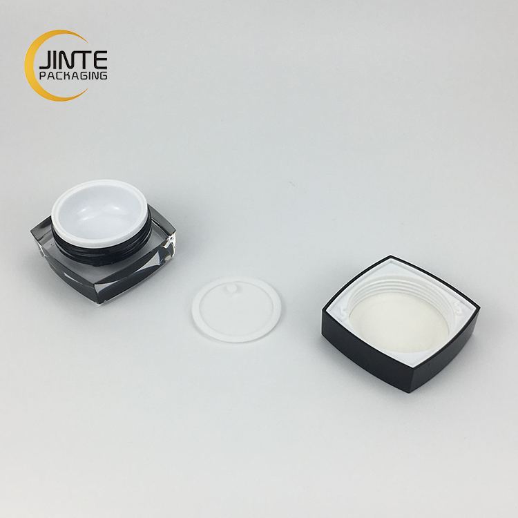 5g 10g 15g 30g 50g Empty Black Square Acrylic Plastic Cosmetic Cream Jar