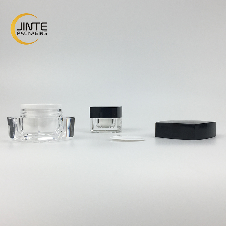 5g 10g 15g 30g 50g Empty Black Square Acrylic Plastic Cosmetic Cream Jar