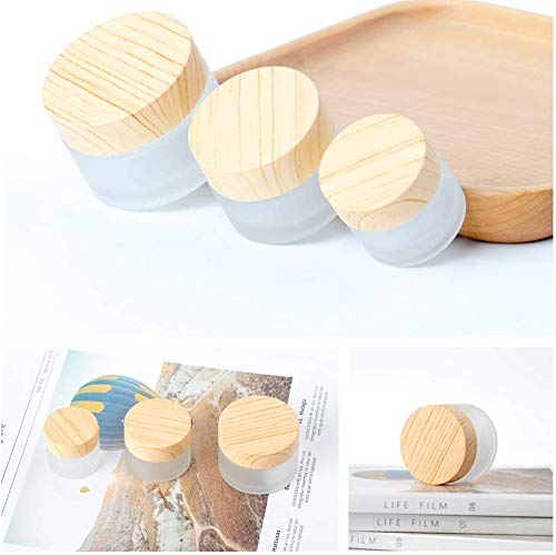 5g 10g 15g 30g 50g Frosted Glass Jar Skin Care Eye Cream Jars Pot Refillable Bottle Cosmetic Container With Wood Grain Lid