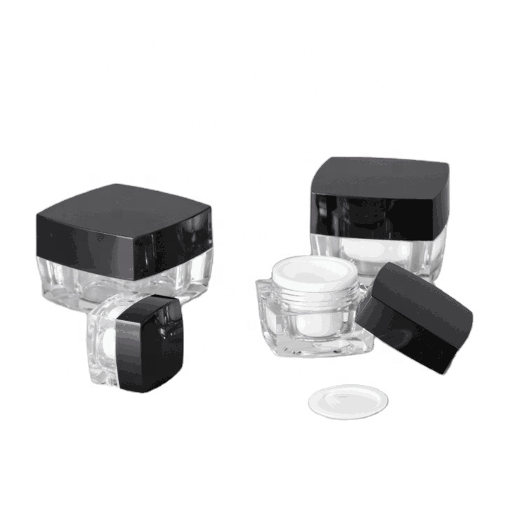 5g 10g 15g 30g 50g Square Custom Thicker Clear Acrylic Nail Jar Empty Clear Skin Cream Pot