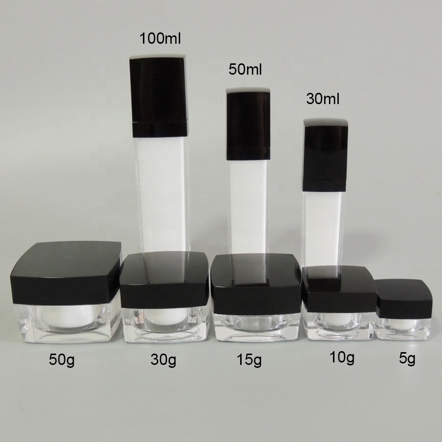 5g 10g 15g 30g 50g Square Empty Clear Acrylic Cream Lotion Cosmetic Jars Pots Containers