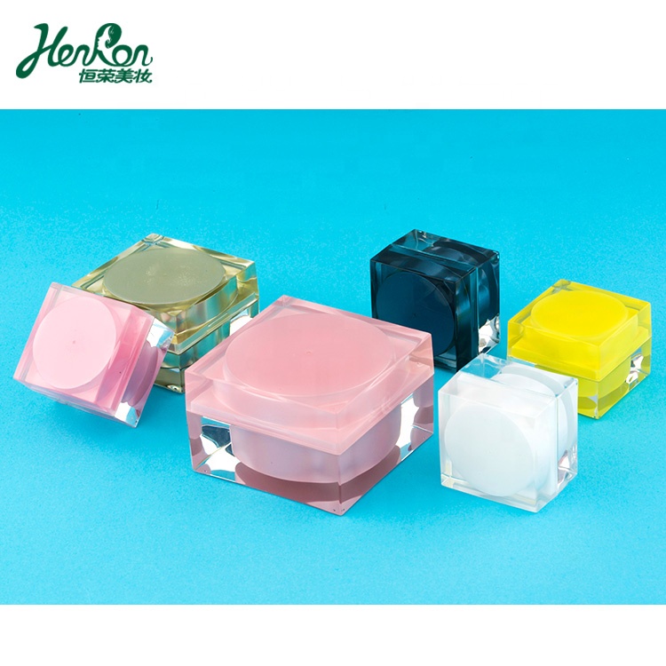 5g 10g 15g 30g elegant cute pink square double wall empty plastic container for creams and lotions skin care jars for cosmetic