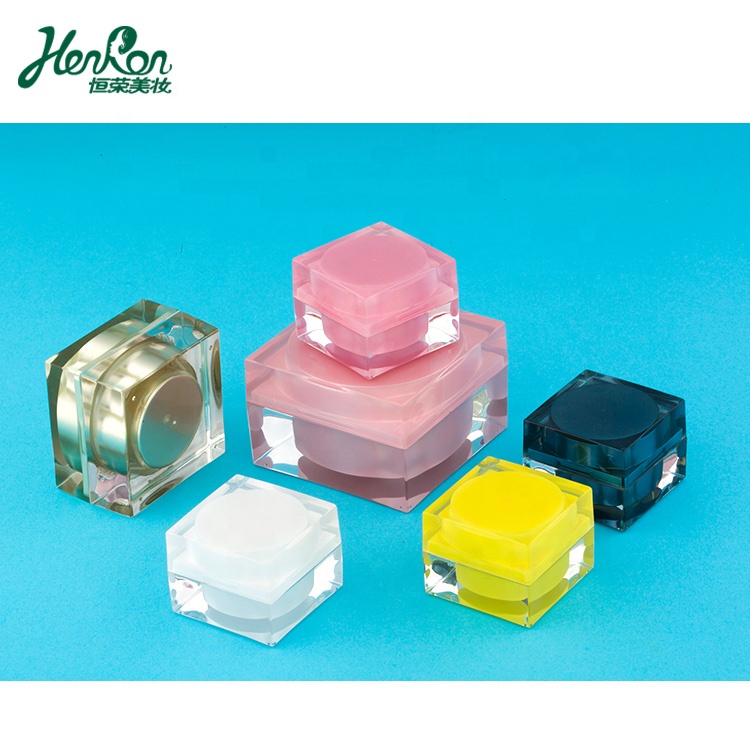 5g 10g 15g 30g elegant cute pink square double wall empty plastic container for creams and lotions skin care jars for cosmetic