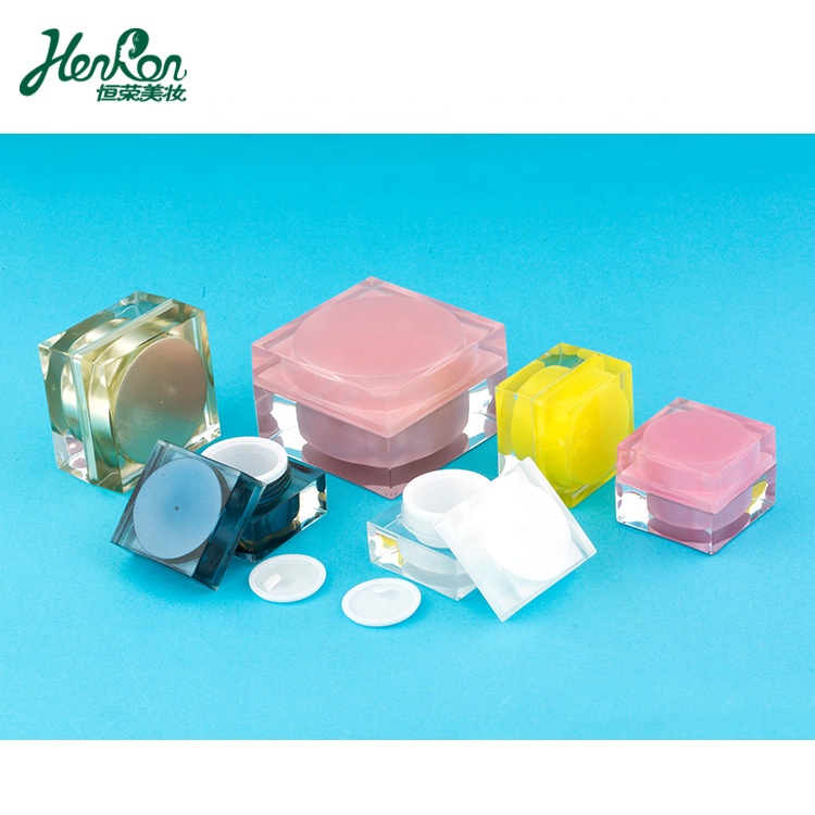 5g 10g 15g 30g elegant cute pink square double wall empty plastic container for creams and lotions skin care jars for cosmetic