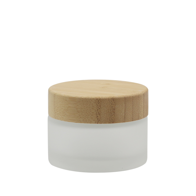 5g 10g 15g 30g frosted glass jar with bamboo lid cosmetic containers hot sale wooden box for skincare cream