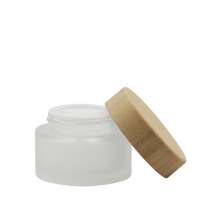 5g 10g 15g 30g frosted glass jar with bamboo lid cosmetic containers hot sale wooden box for skincare cream