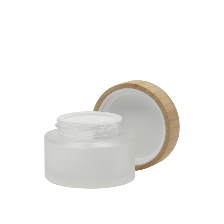 5g 10g 15g 30g frosted glass jar with bamboo lid cosmetic containers hot sale wooden box for skincare cream