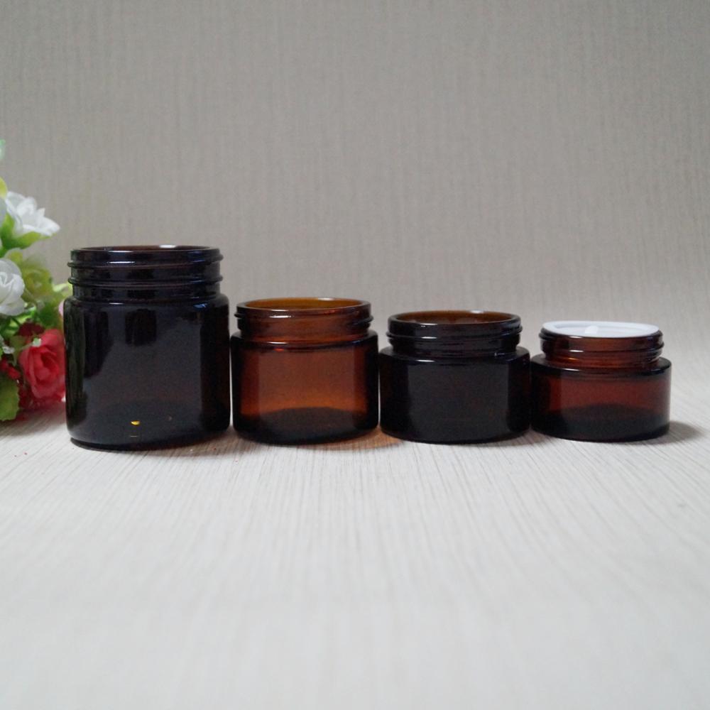 5g,10g,15g,30ml,50ml,100g,200ml,1oz,2oz, 250g,500g,80g empty amber glass cosmetic jar with lid