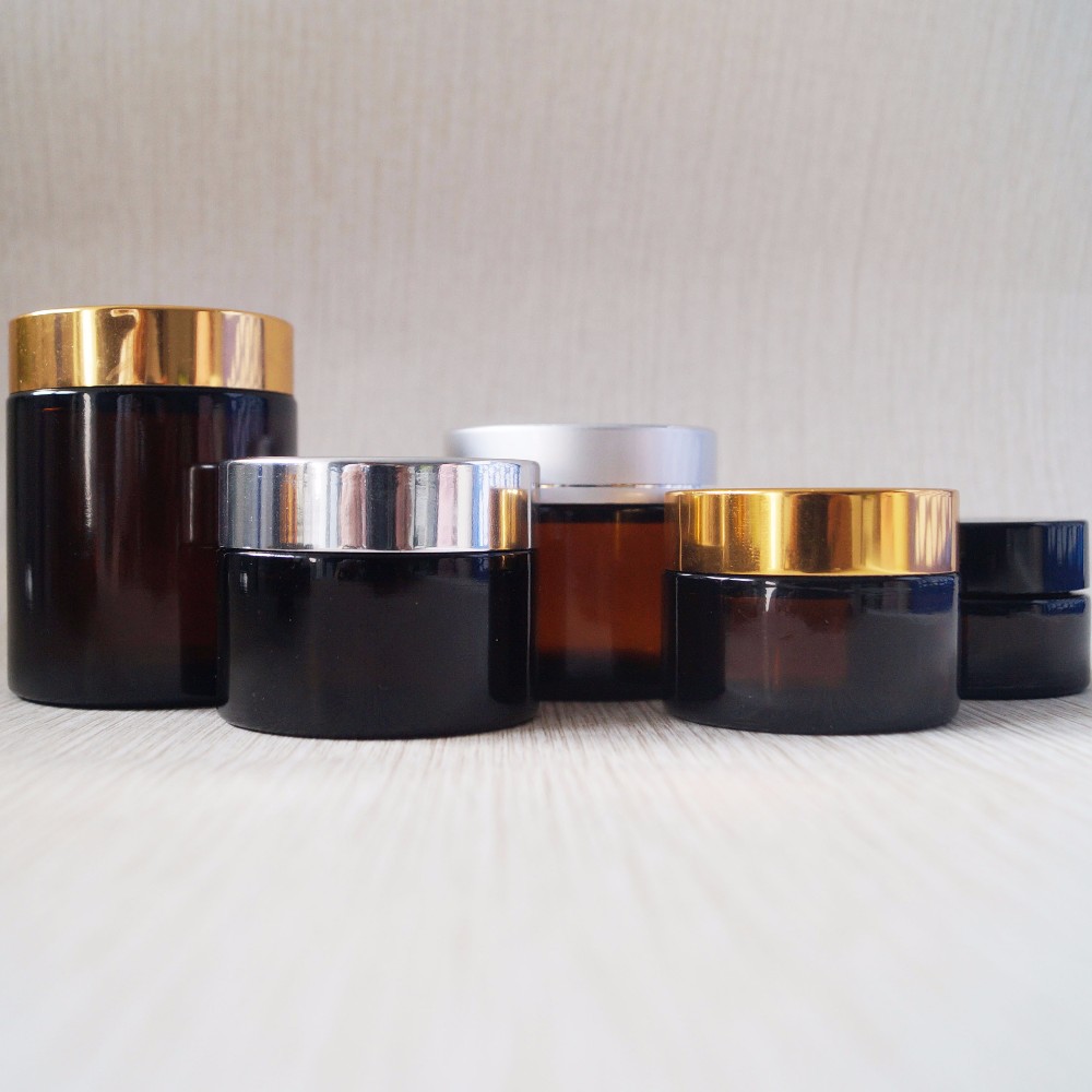 5g,10g,15g,30ml,50ml,100g,200ml,1oz,2oz, 250g,500g,80g empty amber glass cosmetic jar with lid