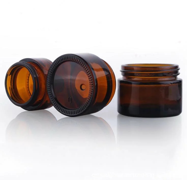 5g,10g,15g,30ml,50ml,100g,200ml,1oz,2oz, 250g,500g,80g empty amber glass cosmetic jar with lid