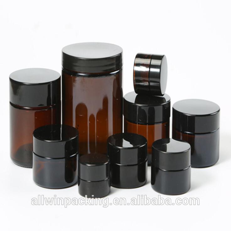 5g,10g,15g,30ml,50ml,100g,200ml,1oz,2oz, 250g,500g,80g empty amber glass cosmetic jar