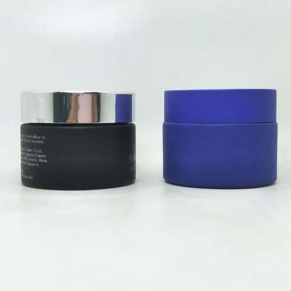 5g,10g,15g,30ml,50ml,100g,200ml,1oz,2oz Glass Cosmetic Jar Black and Blue empty cream jars