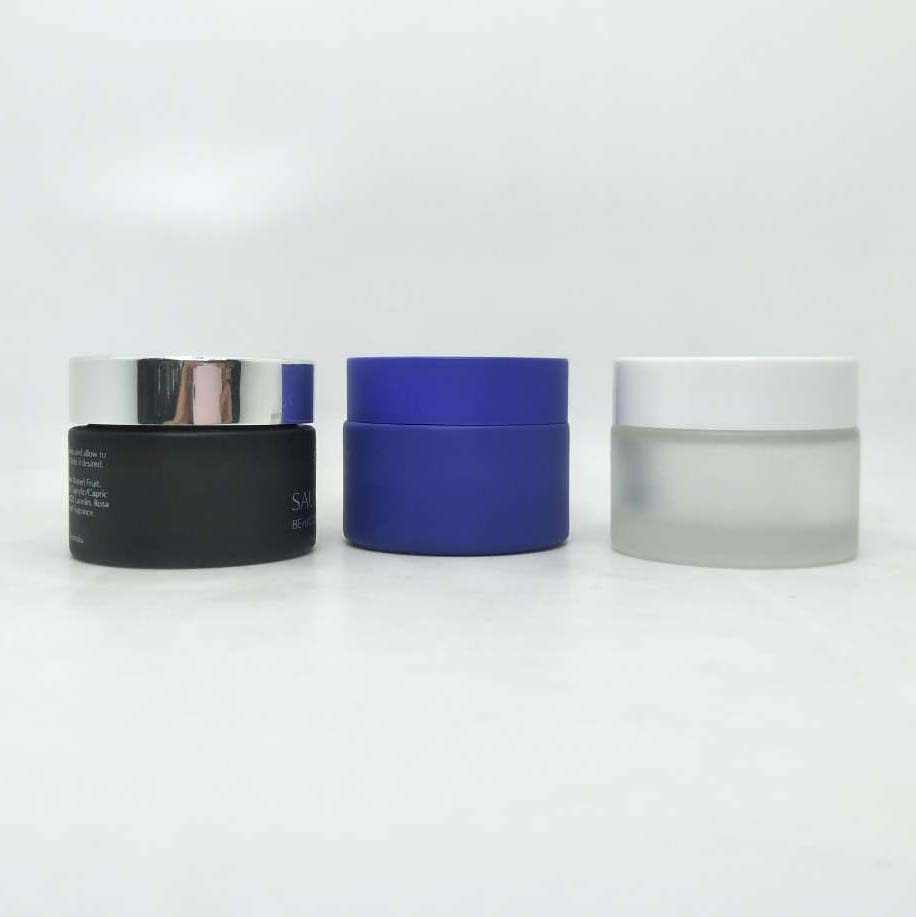 5g,10g,15g,30ml,50ml,100g,200ml,1oz,2oz Glass Cosmetic Jar Black and Blue empty cream jars