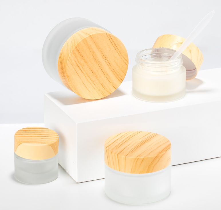 5g 10g 15g Empty Private Label Bamboo Lid With Glass Lip Scrub Container