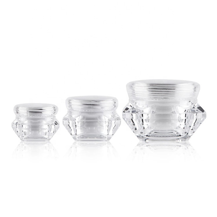 5g/10g/15g Empty Refillable Clear Acrylic Cream Jar Pot Lotion Sample Cosmetic Containers Square Diamond Shape Cosmetic Bottle