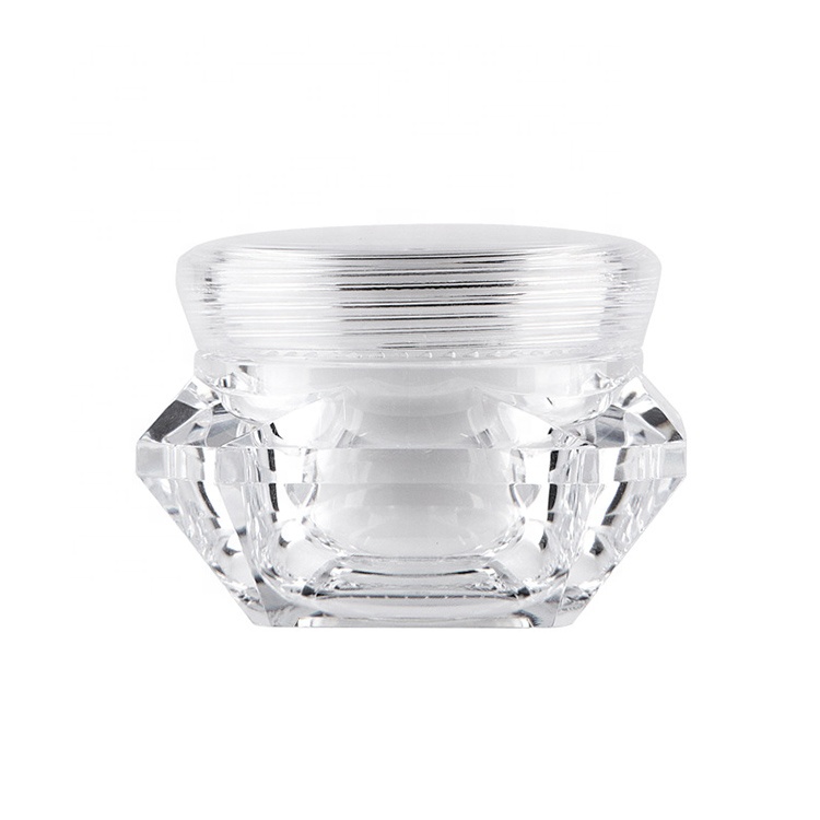 5g/10g/15g Empty Refillable Clear Acrylic Cream Jar Pot Lotion Sample Cosmetic Containers Square Diamond Shape Cosmetic Bottle