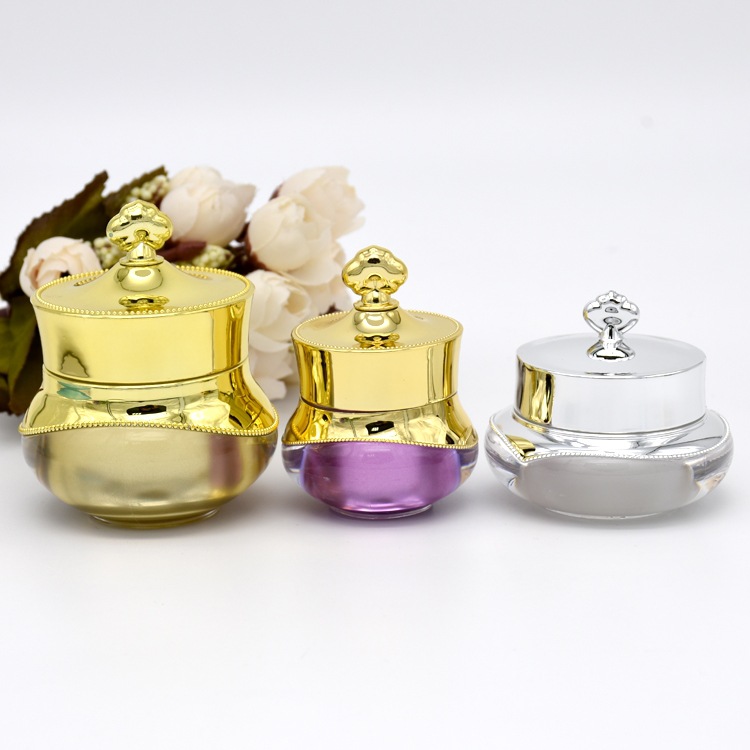 5g 10g 15g Stock Acrylic Empty Cream Container Wholesale Empty Cream Jar Luxury Cosmetic Cream Jar Gold Body Tank Time