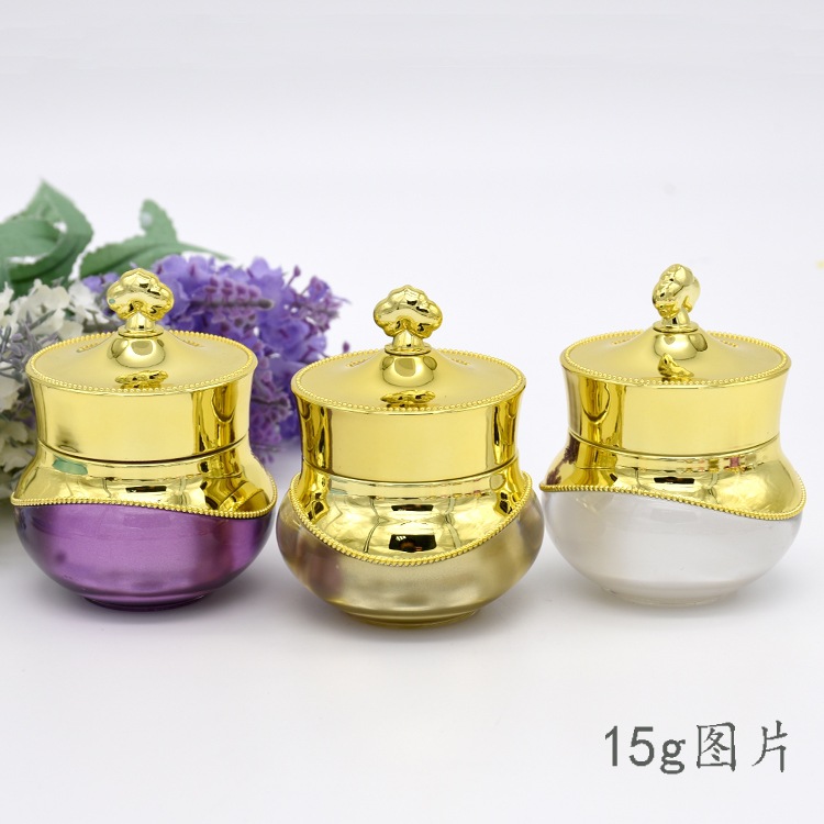 5g 10g 15g Stock Acrylic Empty Cream Container Wholesale Empty Cream Jar Luxury Cosmetic Cream Jar Gold Body Tank Time
