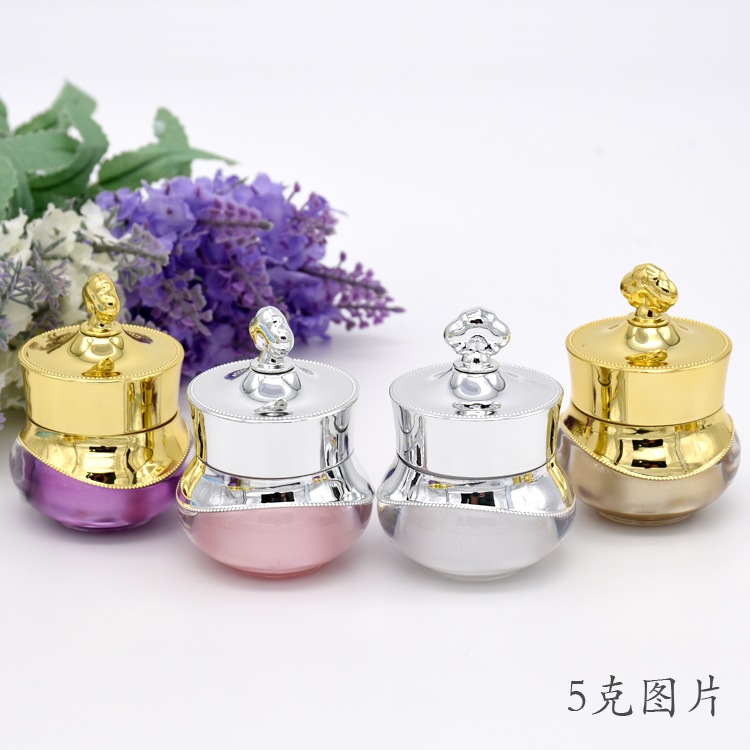 5g 10g 15g Stock Acrylic Empty Cream Container Wholesale Empty Cream Jar Luxury Cosmetic Cream Jar Gold Body Tank Time
