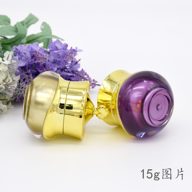 5g 10g 15g Stock Acrylic Empty Cream Container Wholesale Empty Cream Jar Luxury Cosmetic Cream Jar Gold Body Tank Time