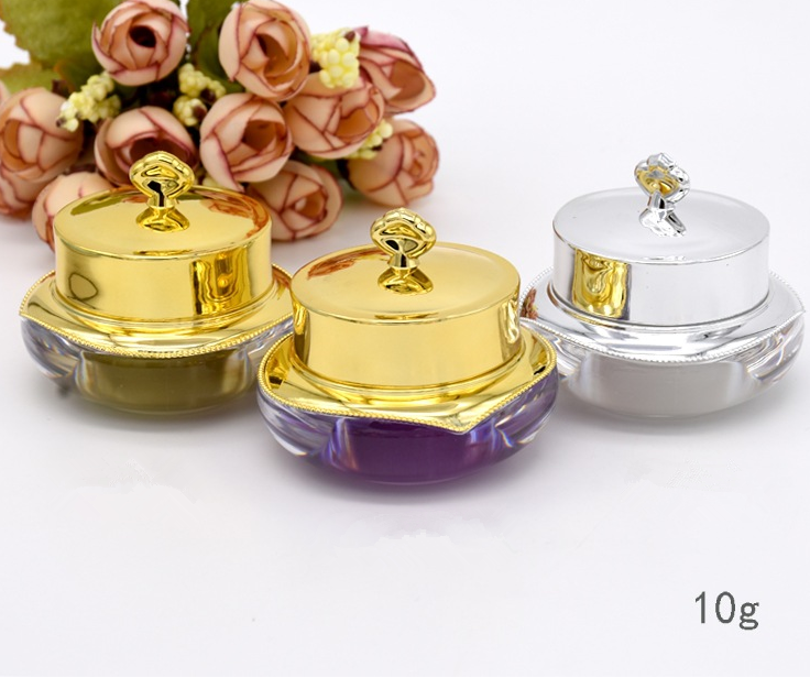 5g 10g 15g acrylic plastic crown shape cosmetic eye cream jar with gold crown lid inner seal