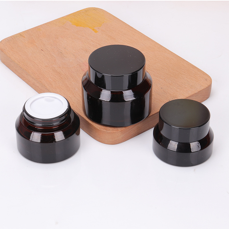 5g 10g 15g amber cream travel glass jar with black cap glass cream jars and candle jars
