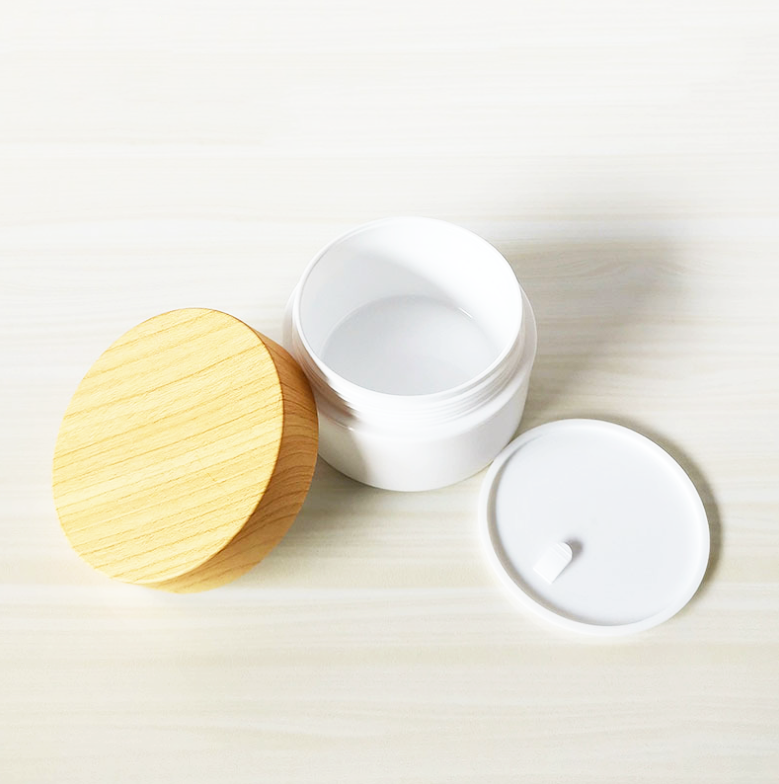 5g 10g 20g 30g 50g 100g 150g 200g 250g Empty PP Plastic Cosmetic Cream Jar Container With Bamboo Lid