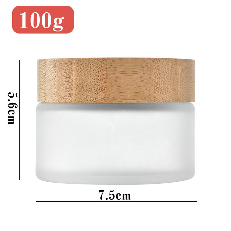 5g 10g 20g 30g 50g 100g Frosted Glass Cosmetic Jars with Bamboo Lids