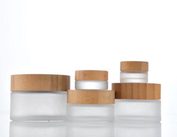 5g 10g 20g 30g 50g 100g clear frosted glass jar bamboo lid with plastic inner bamboo cream jar