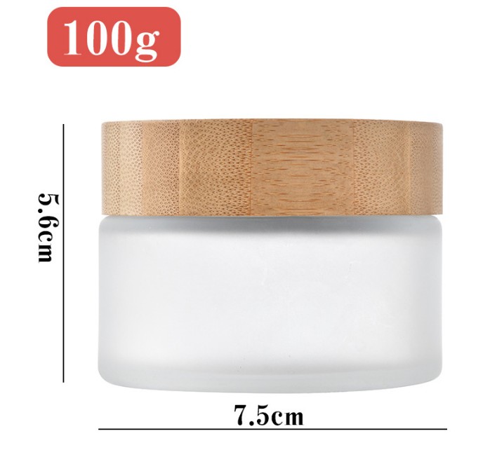 5g 10g 20g 30g 50g 100g clear frosted glass jar bamboo lid with plastic inner bamboo cream jar