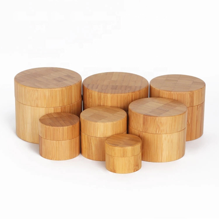 5g 10g 20g 30g 50g 100g logo engraved bamboo packaging wooden cosmetic jar with glass inner