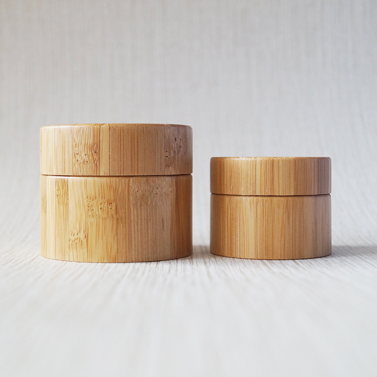 5g 10g 20g 30g 50g 100g logo engraved bamboo packaging wooden cosmetic jar with glass inner