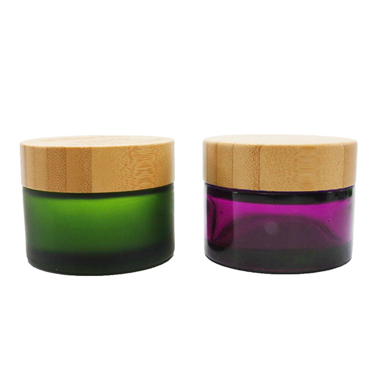 5g 10g 20g 30g 50g 100g luxury blue green pink black glass cosmetic cream jar with bamboo lid
